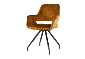 Livingfurn - Eetkamerstoel Capp Oker - Stof - 61x61x83,5