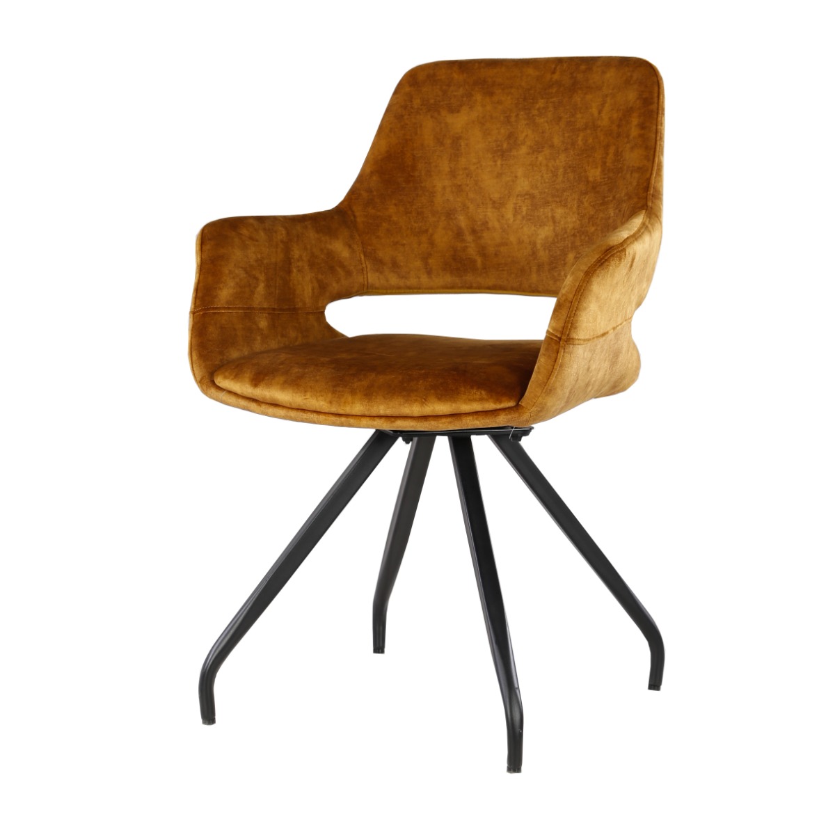 Livingfurn - Eetkamerstoel Capp Oker - Stof - 61x61x83,5 - 2 stuks