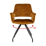 Livingfurn - Eetkamerstoel Capp Oker - Stof - 61x61x83,5 - 2 stuks