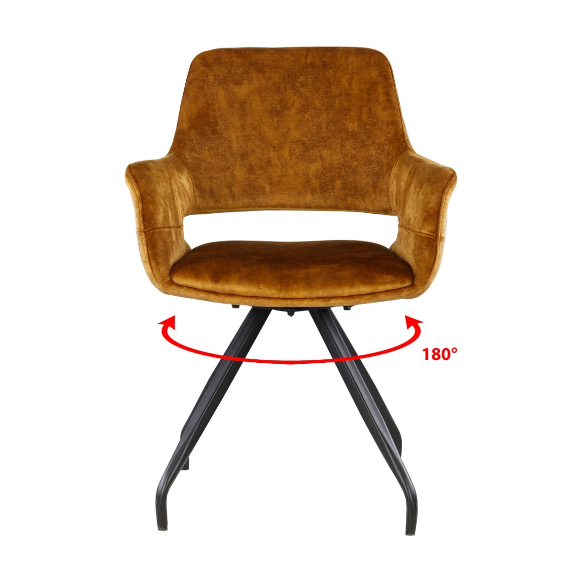 Livingfurn - Eetkamerstoel Capp Oker - Stof - 61x61x83,5 - 2 stuks