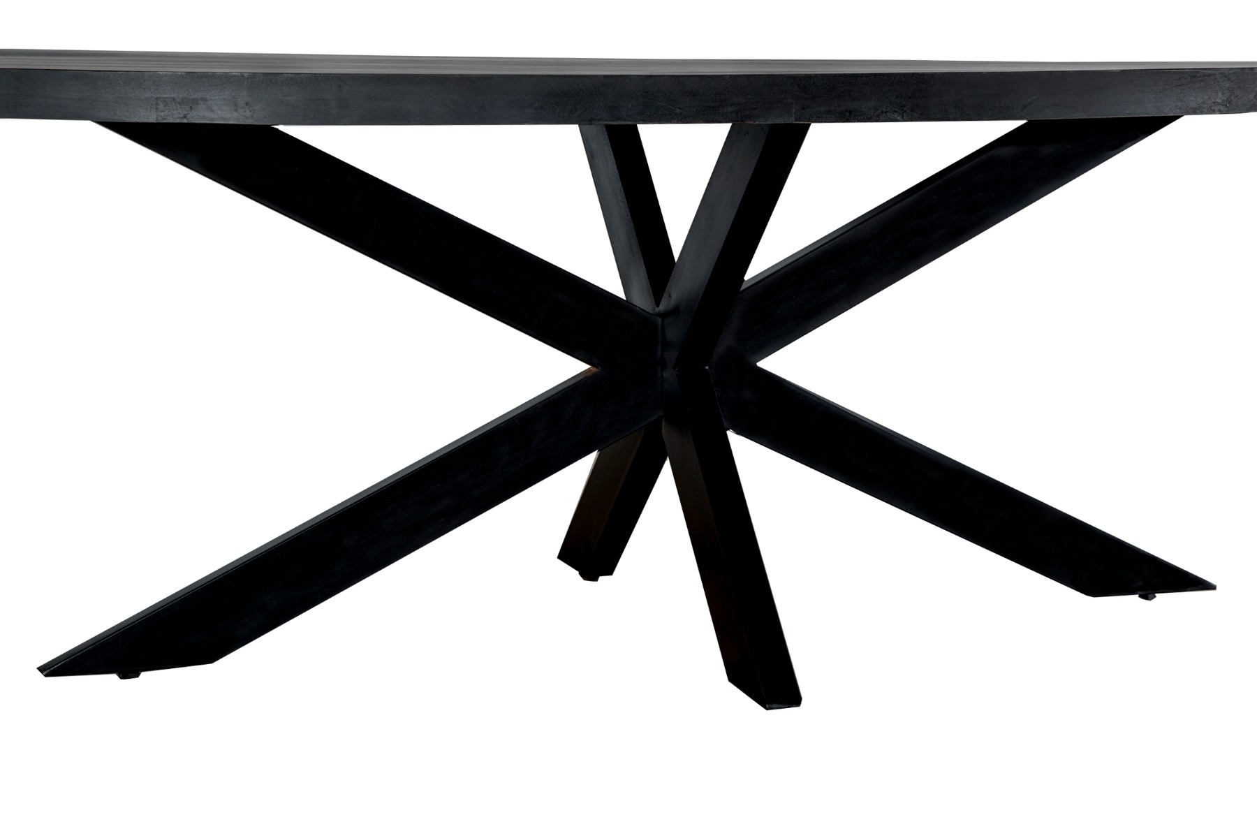 Livingfurn - Eetkamertafel Kala Oval Spider 160cm - Mangohout / Gecoat Staal