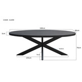 Livingfurn - Eetkamertafel Kala  Oval Spider 160cm - Mangohout / Gecoat Staal