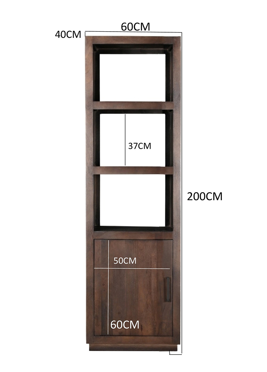 Livingfurn - Boekenkasten Jaxx Brown 60cm - Mangohout