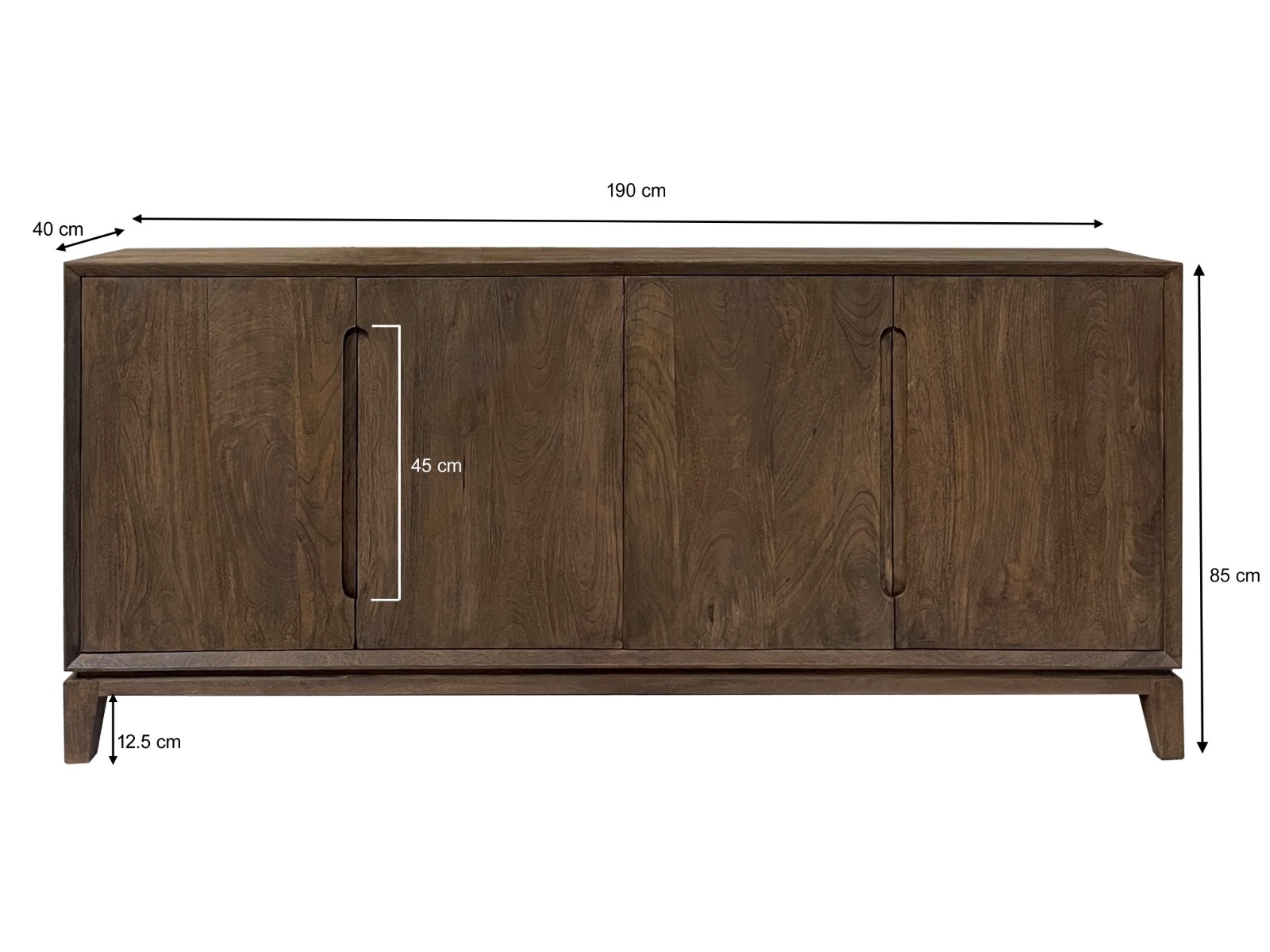 Livingfurn - Dressoir Cortez - 190x85x40 cm - Mangohout