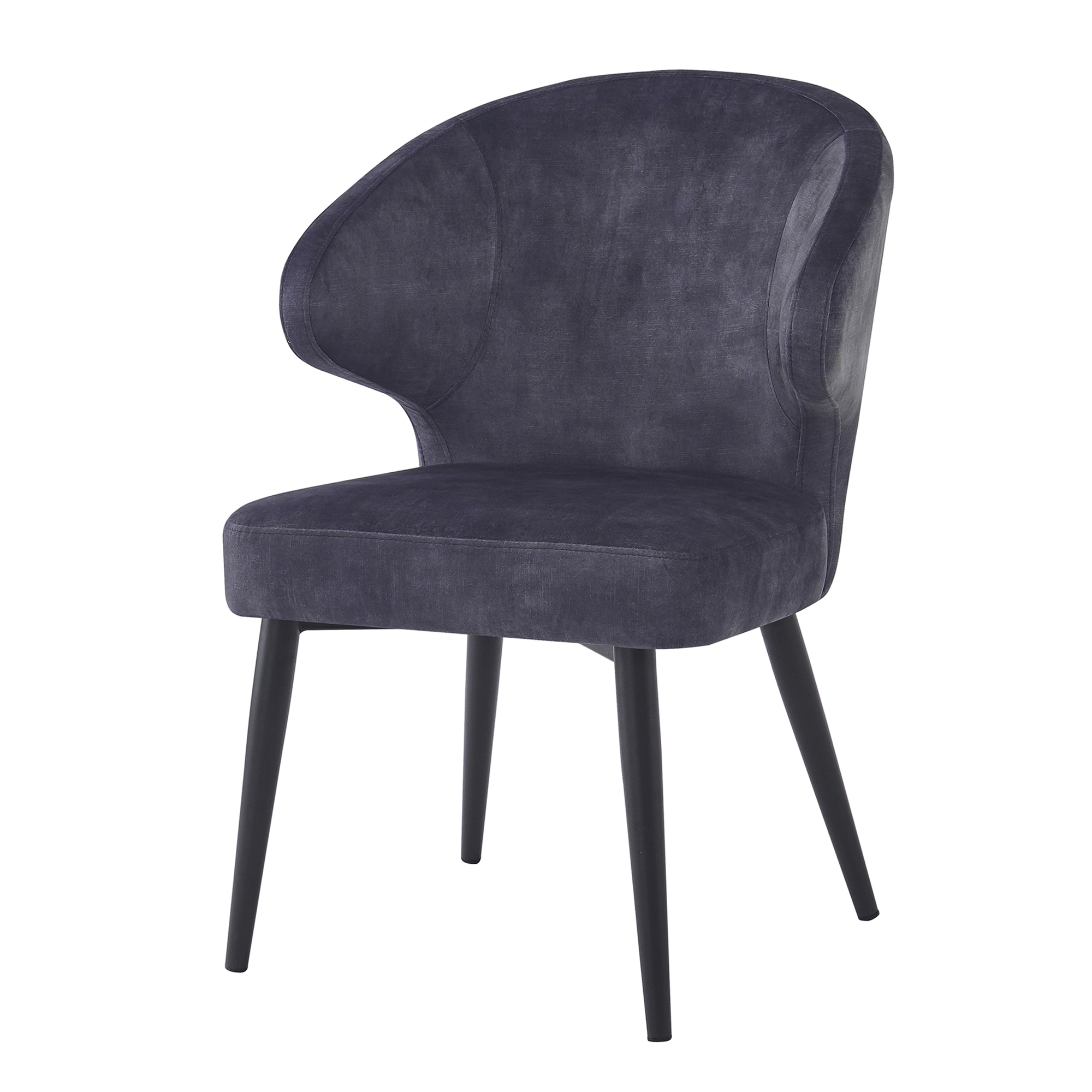 Livingfurn - Eetkamerstoel Donna antraciet Velvet - Antraciet - 2 stuks