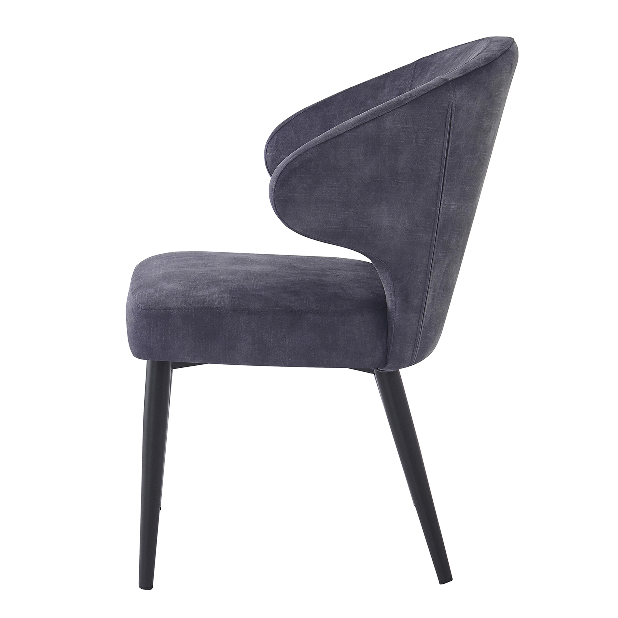 Livingfurn - Eetkamerstoel Donna antraciet Velvet - Antraciet - 2 stuks