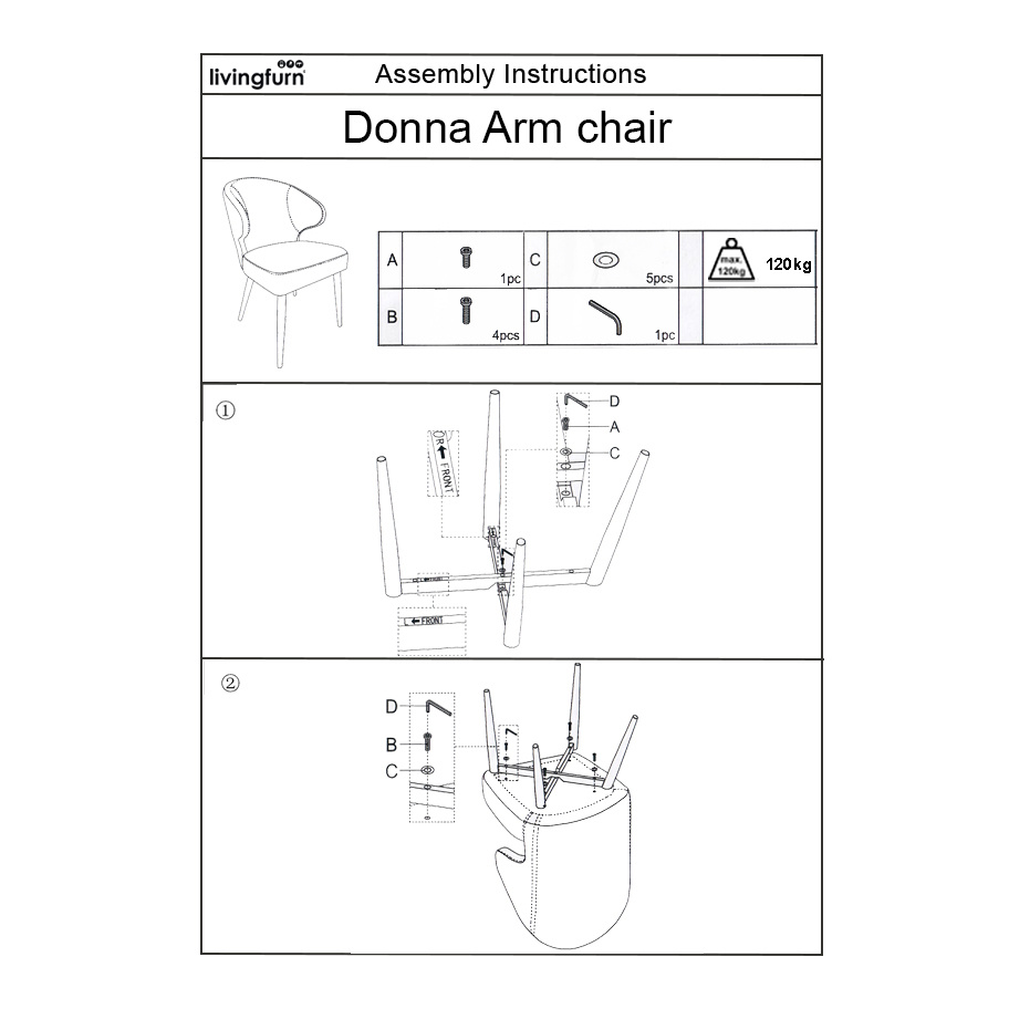 Livingfurn - Eetkamerstoel Donna antraciet Velvet - Antraciet - 2 stuks