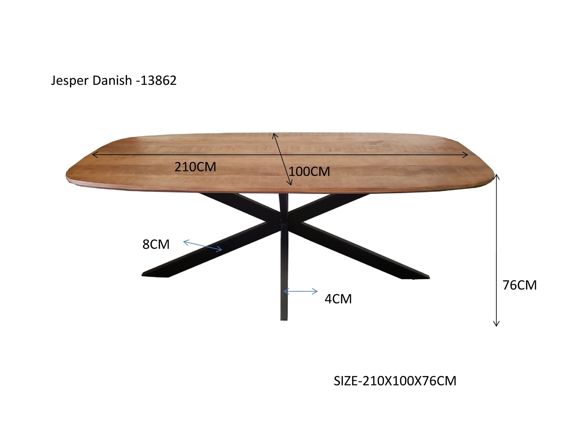 Livingfurn - Eetkamertafel Jesper Danish Oval 210cm - Mangohout