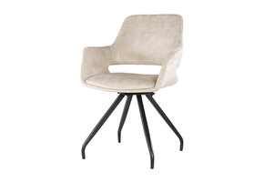 Livingfurn - Eetkamerstoel Capp Beige Velvet / Gecoat Staal - 2 stuks