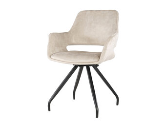 Livingfurn - Eetkamerstoel Capp Beige Velvet / Gecoat Staal - 2 stuks