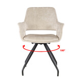 Livingfurn - Eetkamerstoel Capp Beige Velvet / Gecoat Staal - 2 stuks