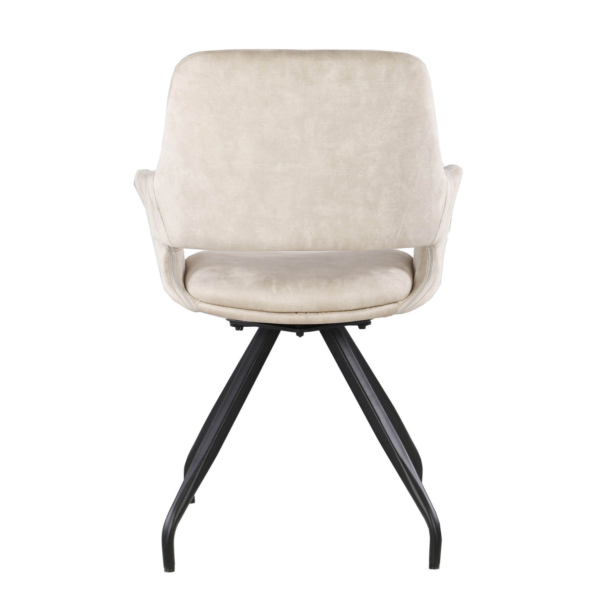 Livingfurn - Eetkamerstoel Capp Beige Velvet / Gecoat Staal - 2 stuks