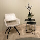 Livingfurn - Eetkamerstoel Capp Beige Velvet / Gecoat Staal - 2 stuks