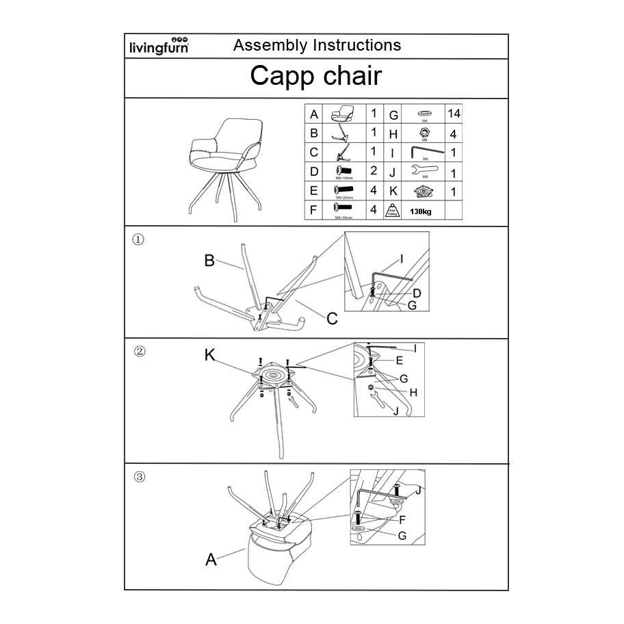 Livingfurn - Eetkamerstoel Capp Beige Velvet / Gecoat Staal - 2 stuks