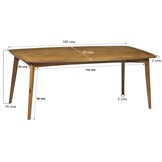 Livingfurn - Eetkamertafel Elias - 180cm - Klassieke eettafel - Mangohout - Bruin