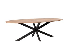 Livingfurn - Moderne Ovale Eetkamertafel - Spider Tafelpoot - van Acasia Hout Gecoat Staal - 240 cm - Bruin