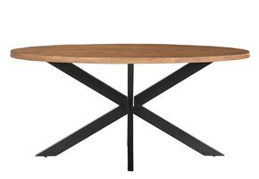 Livingfurn - Eetkamertafel Rocky Oval 210 cm - Mangohout / Gecoat Staal