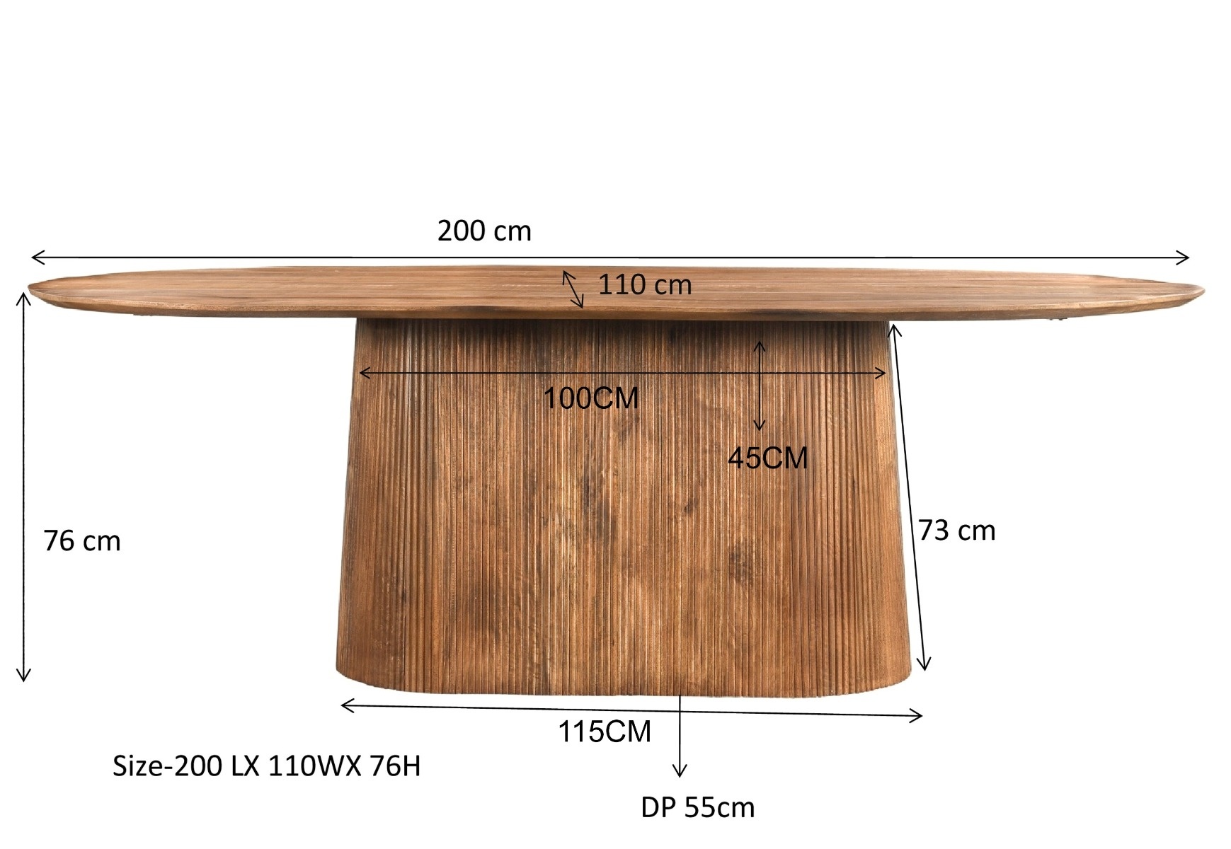 Livingfurn - Eetkamertafel Salvator 200cm - Mangohout