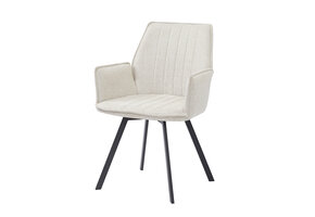 Livingfurn - Eetkamerstoel Louise Beige - Stof / Gecoat Staal - 1 stuk