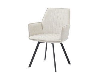 Livingfurn - Eetkamerstoel Louise Beige - Stof / Gecoat Staal - 1 stuk