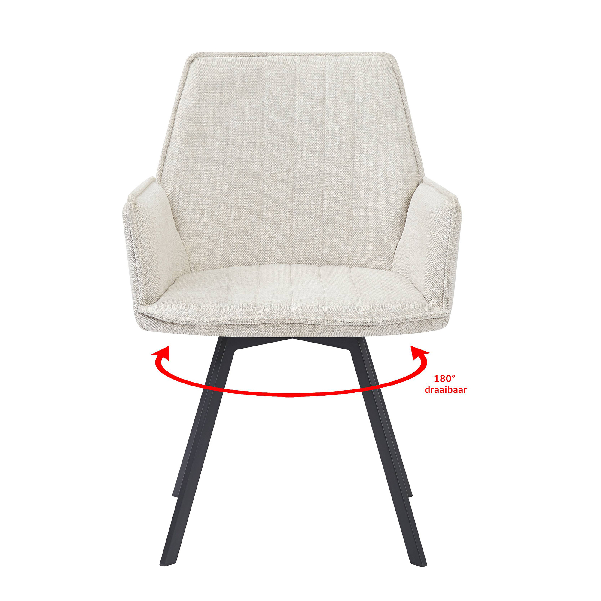 Livingfurn - Eetkamerstoel Louise Beige - Stof / Gecoat Staal - 1 stuk