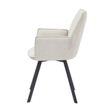 Livingfurn - Eetkamerstoel Louise Beige - Stof / Gecoat Staal - 1 stuk