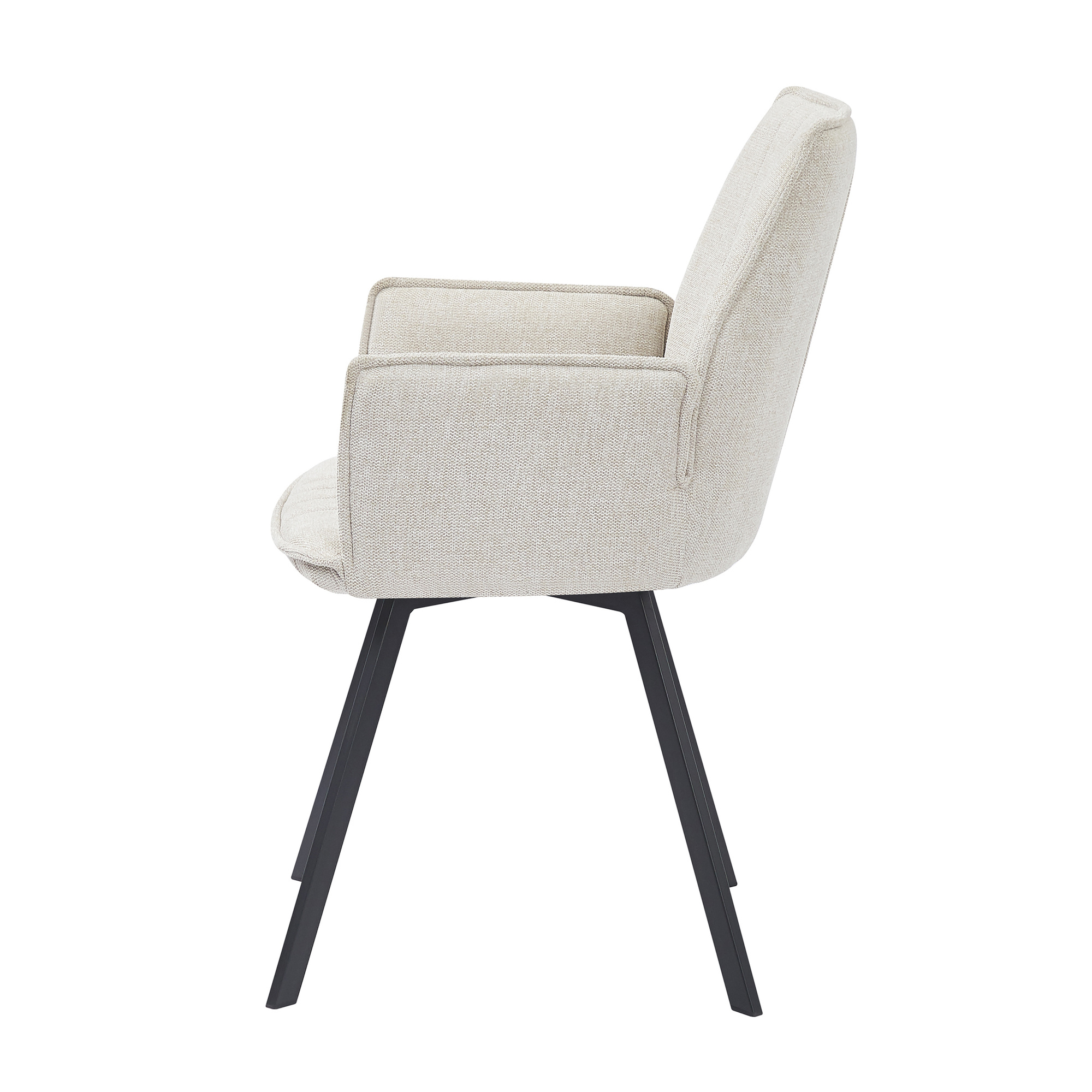 Livingfurn - Eetkamerstoel Louise Beige - Stof / Gecoat Staal - 1 stuk