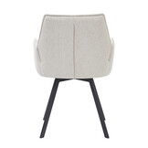 Livingfurn - Eetkamerstoel Louise Beige - Stof / Gecoat Staal - 1 stuk