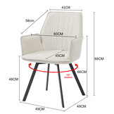 Livingfurn - Eetkamerstoel Louise Beige - Stof / Gecoat Staal - 1 stuk