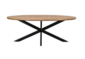 Livingfurn - Eetkamertafel Jesper Oval 240 cm - Mangohout / Gecoat Staal