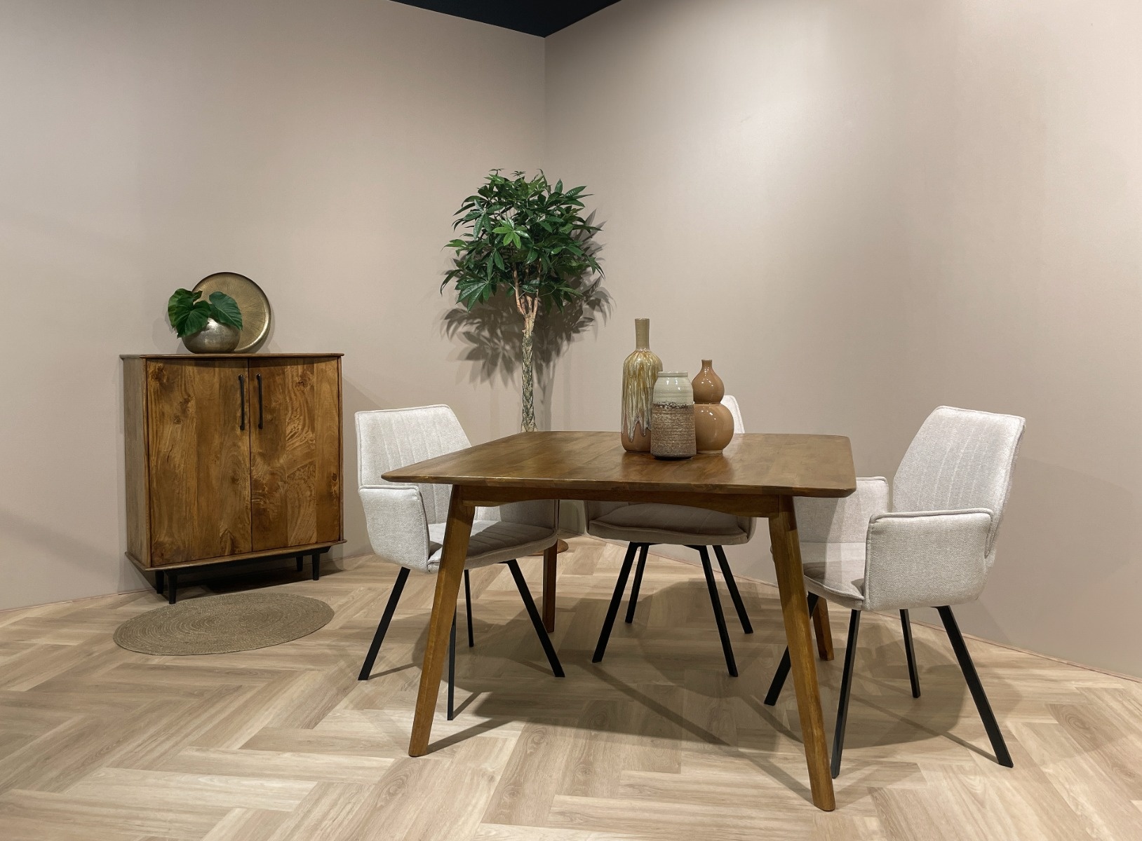 Livingfurn - Eetkamertafel Elias - 120cm -  Mangohout - Bruin