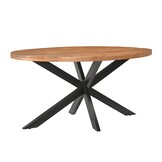 Livingfurn - Eetkamertafel Rocky Oval 160 cm - Mangohout / Gecoat Staal