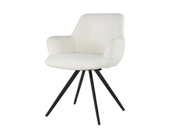 Livingfurn - Eetkamerstoel Doreen Boucle - Wit - 2 stuks