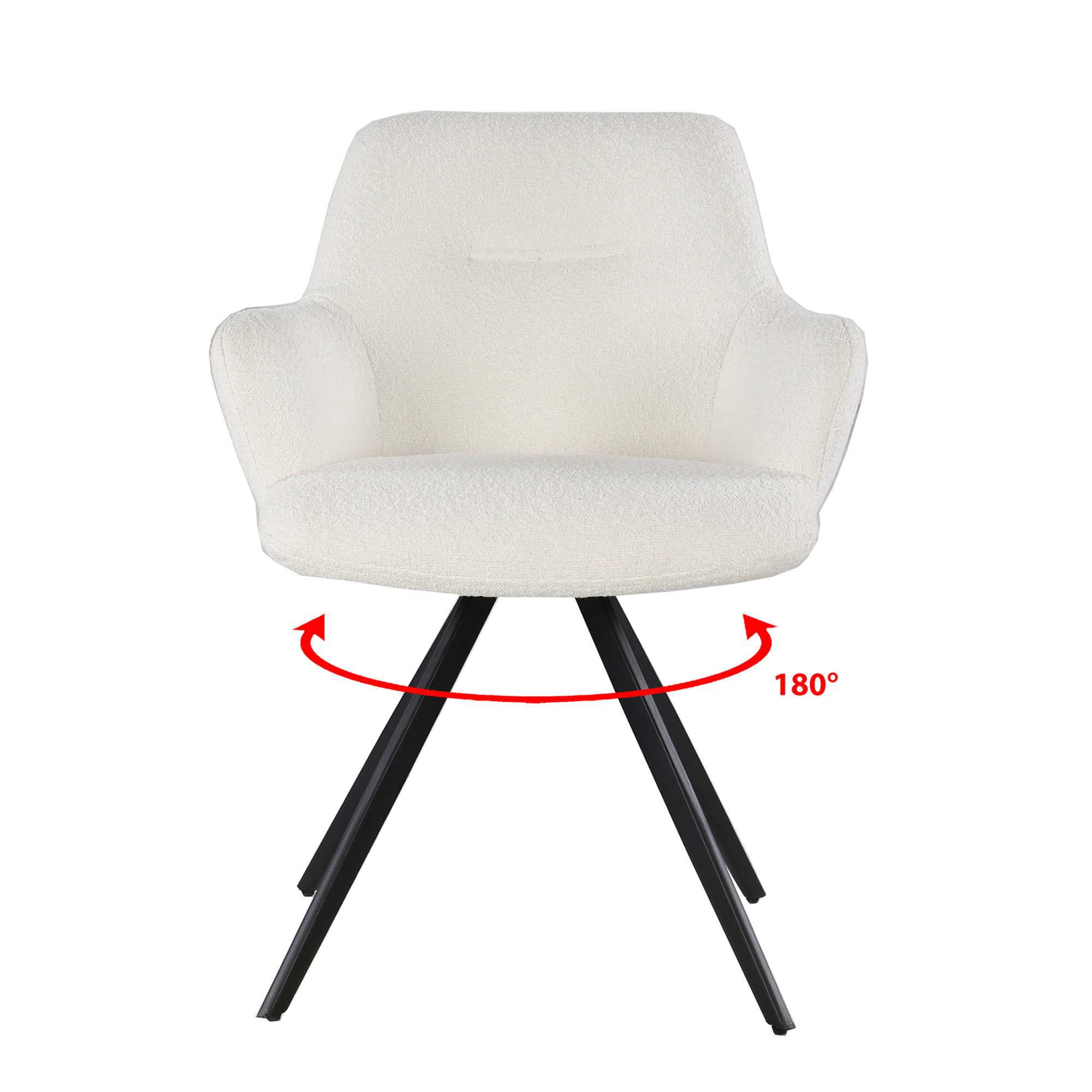 Livingfurn - Eetkamerstoel Doreen Boucle - Wit - 2 stuks