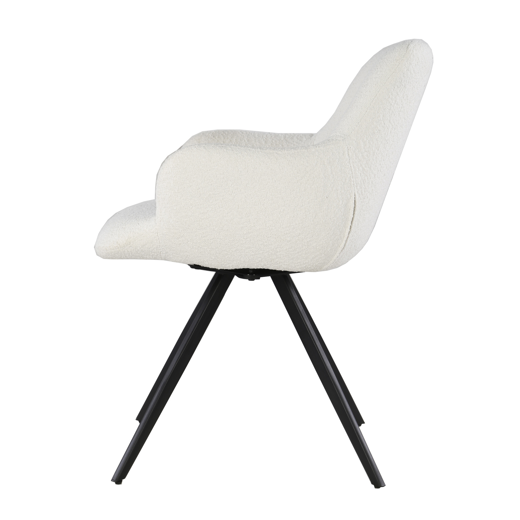 Livingfurn - Eetkamerstoel Doreen Boucle - Wit - 2 stuks