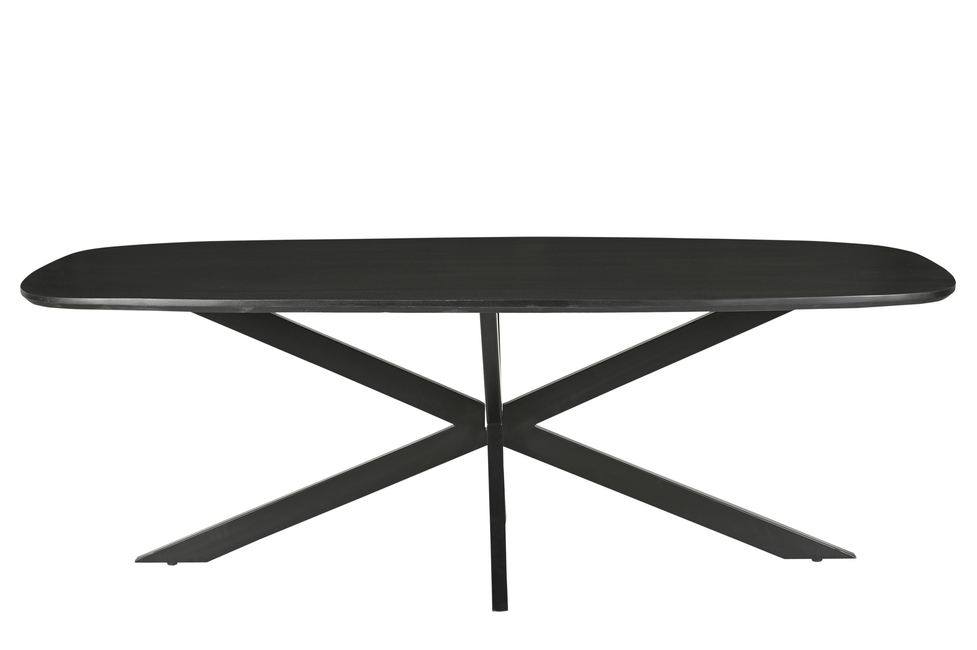 Livingfurn - Eetkamertafel Jesper Danish Oval Black 230cm - Mangohout / Gecoat Staal