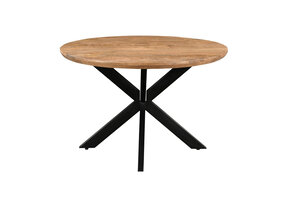 Livingfurn - Eetkamertafel Jesper Round 120cm - Mangohout / Gecoat Staal