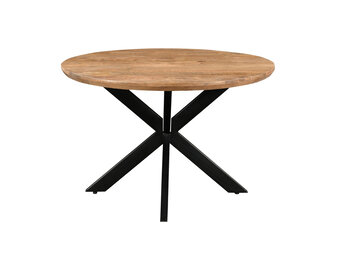 Livingfurn - Eetkamertafel Jesper Round 120cm - Mangohout / Gecoat Staal