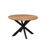 Livingfurn - Eetkamertafel Jesper Round 120cm - Mangohout / Gecoat Staal