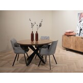 Livingfurn - Eetkamertafel Jesper Round 120cm - Mangohout / Gecoat Staal