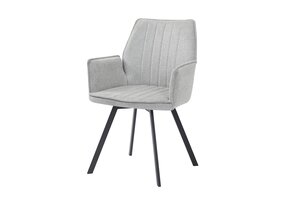 Livingfurn - Eetkamerstoel Louise Grey - Stof / Gecoat Staal - 1 stuk