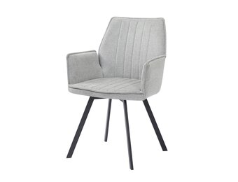 Livingfurn - Eetkamerstoel Louise Grey - Stof / Gecoat Staal - 1 stuk