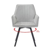 Livingfurn - Eetkamerstoel Louise Grey - Stof / Gecoat Staal - 1 stuk