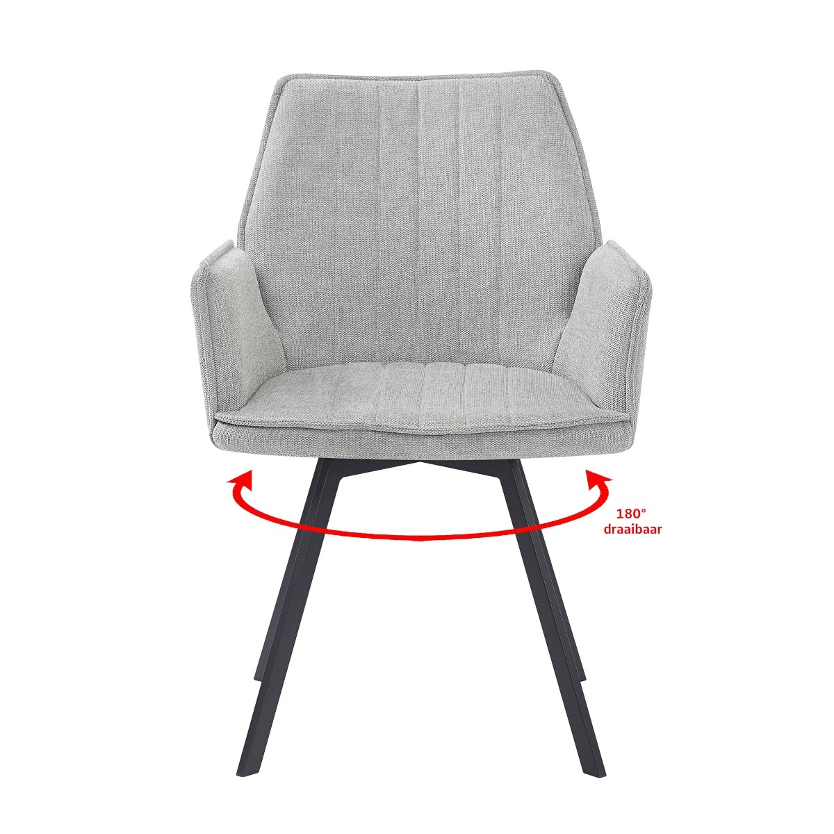 Livingfurn - Eetkamerstoel Louise Grey - Stof / Gecoat Staal - 1 stuk