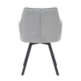 Livingfurn - Eetkamerstoel Louise Grey - Stof / Gecoat Staal - 1 stuk
