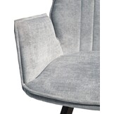 Livingfurn - Eetkamerstoel Louise Grey - Stof / Gecoat Staal - 1 stuk
