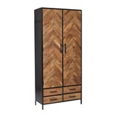 Livingfurn - Kabinetkast Brooklyn 2 lade 90cm - Mangohout / Gecoat Staal