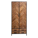 Livingfurn - Kabinetkast Brooklyn 2 lade 90cm - Mangohout / Gecoat Staal