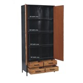 Livingfurn - Kabinetkast Brooklyn 2 lade 90cm - Mangohout / Gecoat Staal