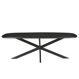 Livingfurn - Eetkamertafel Jesper Danish Oval Black 180cm - Mangohout / Gecoat Staal